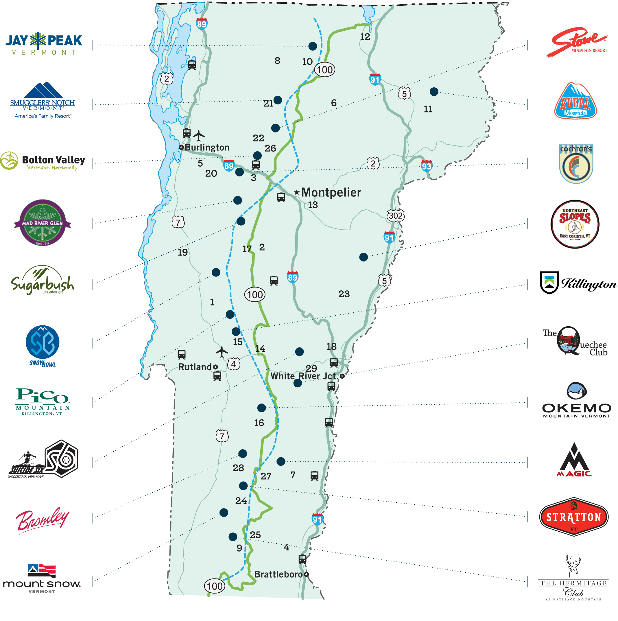 Ski Vermont resort map 